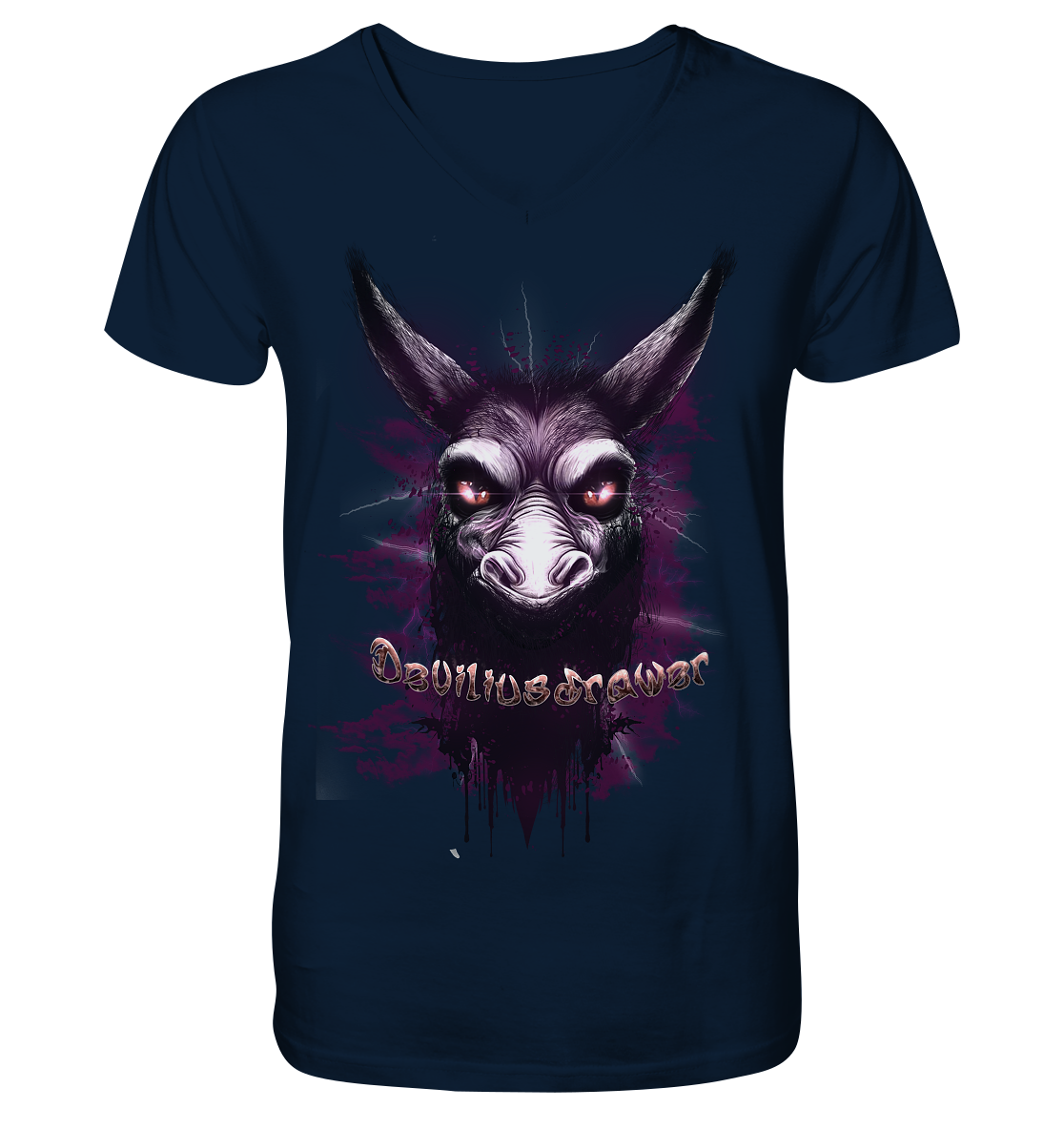 Deviliusdrawer Purple Donkey - V-Neck Shirt
