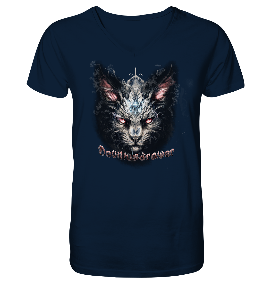 Deviliusdrawer Myshtical Redeyed Cat - V-Neck Shirt