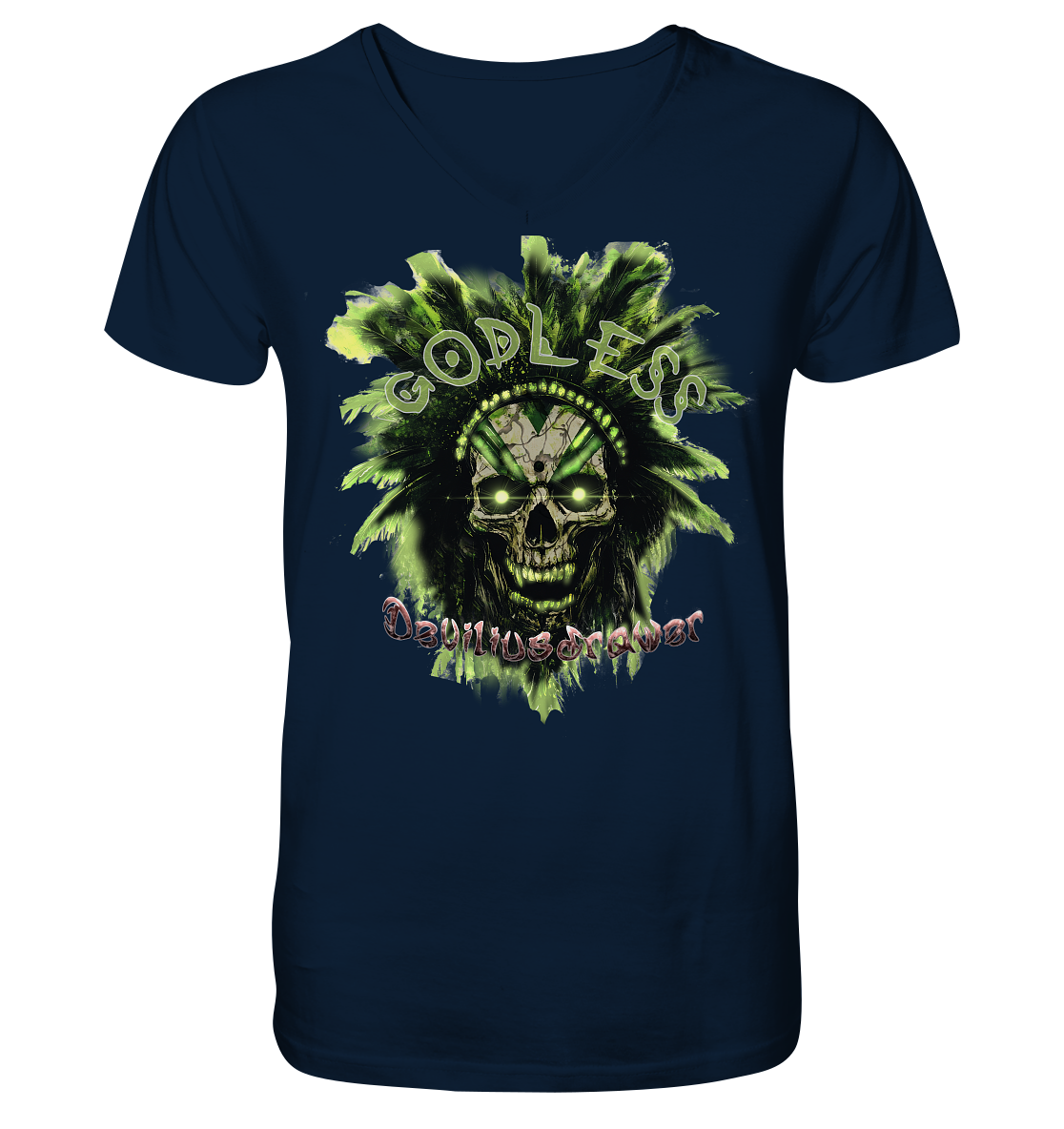 Deviliusdrawer Godless Skull - V-Neck Shirt