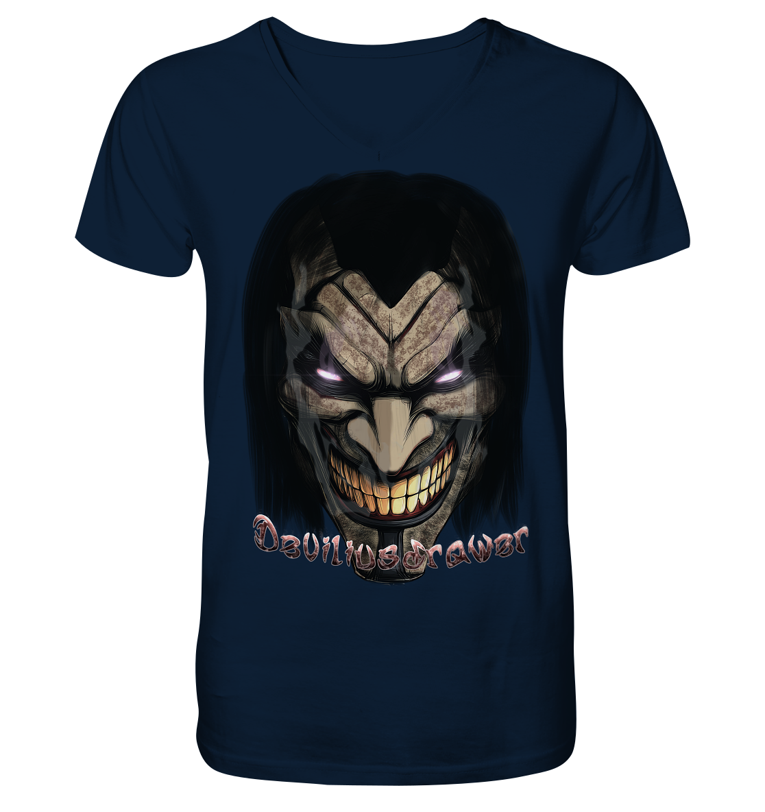 Deviliusdrawer Smiling Devil - V-Neck Shirt
