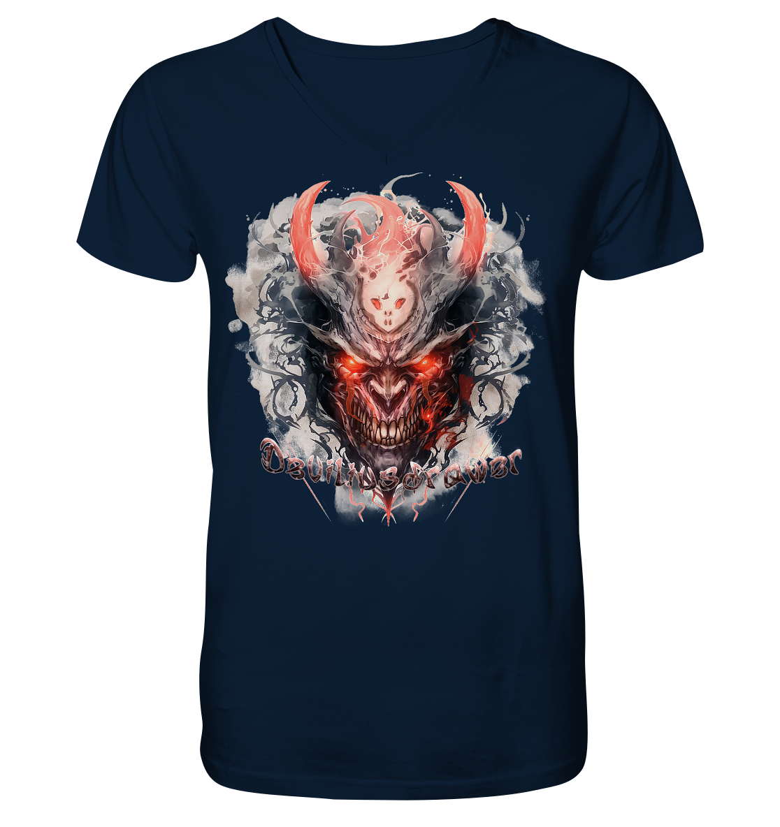 Deviliusdrawer Red Horn Devil - V-Neck Shirt