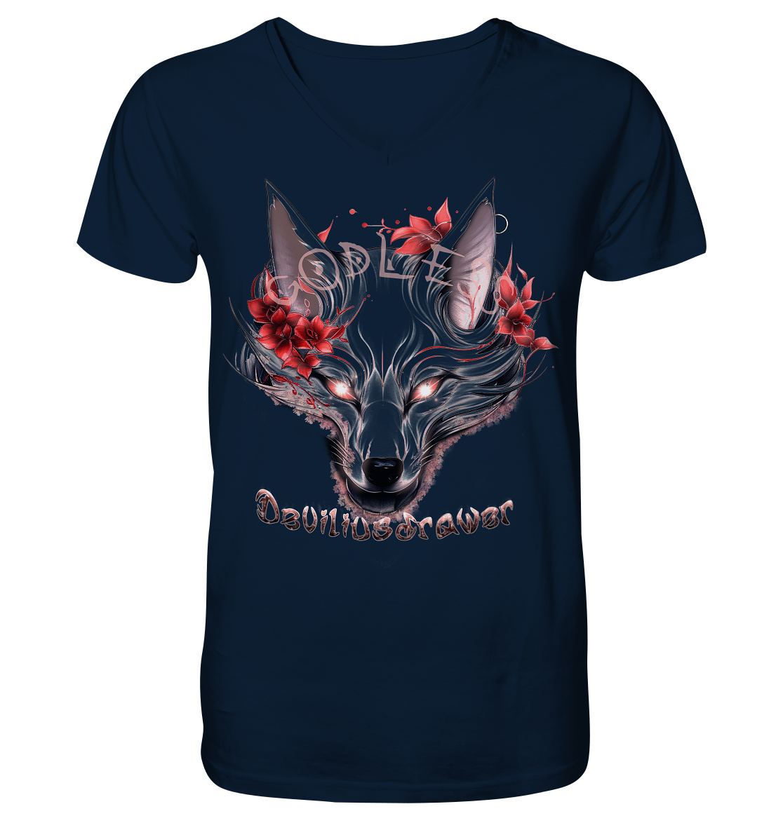 Deviliusdrawer Kitsune Wolf - V-Neck Shirt