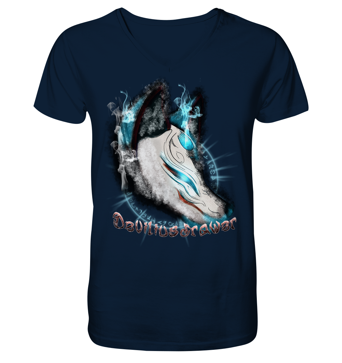 Deviliusdrawer Darkness Kitsune - V-Neck Shirt