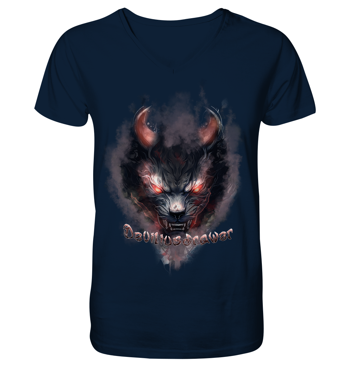 Deviliusdrawer Red Smoked Cat - V-Neck Shirt