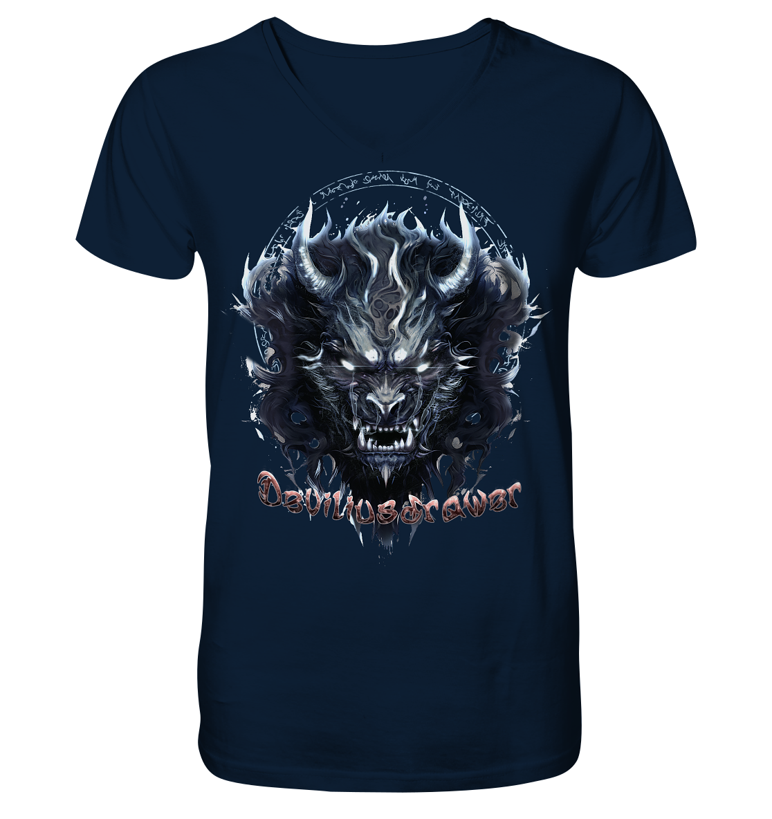 Deviliusdrawer Dark Wolf Mask - V-Neck Shirt