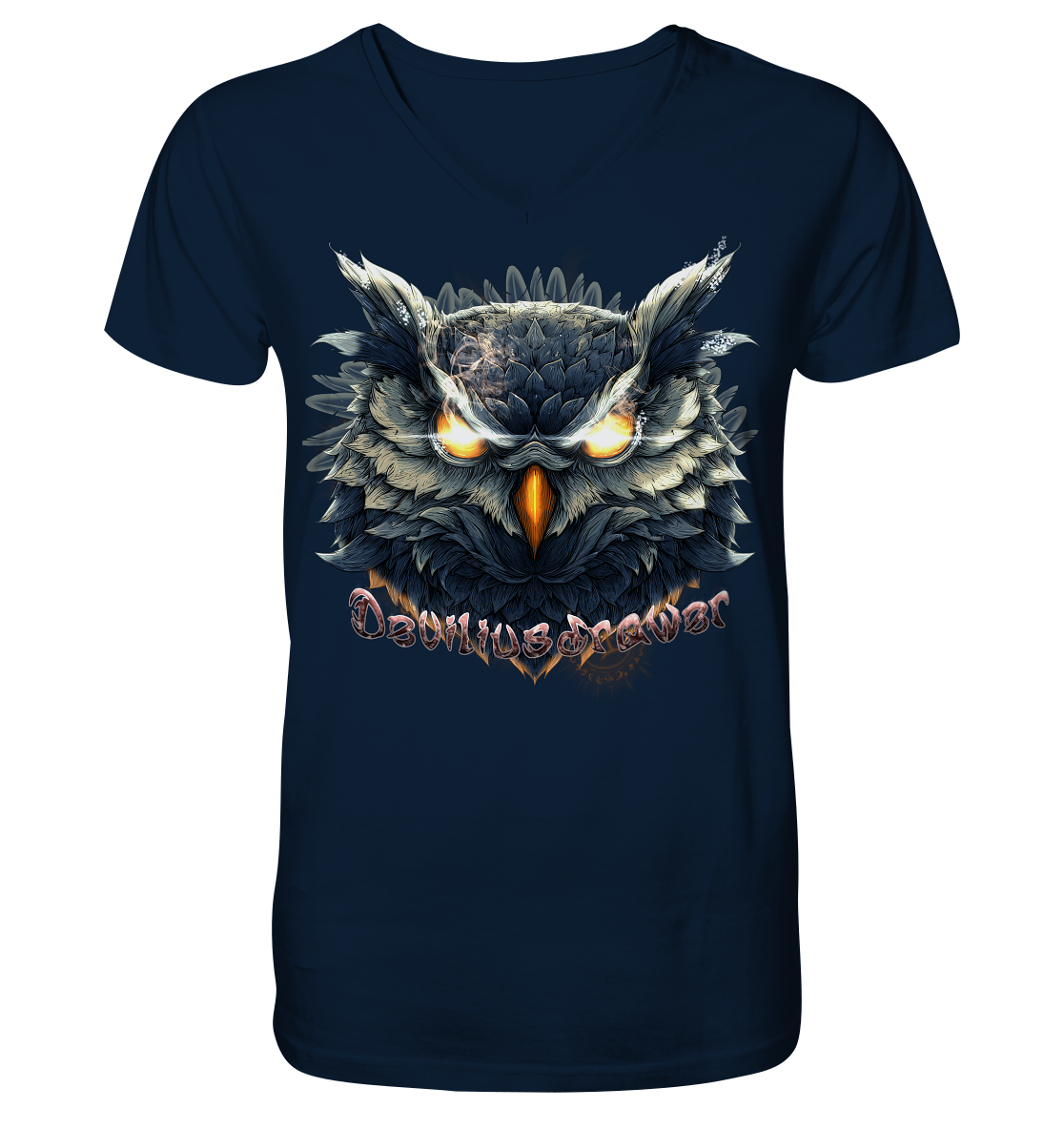 Deviliusdrawer Dark Fire Owl - V-Neck Shirt