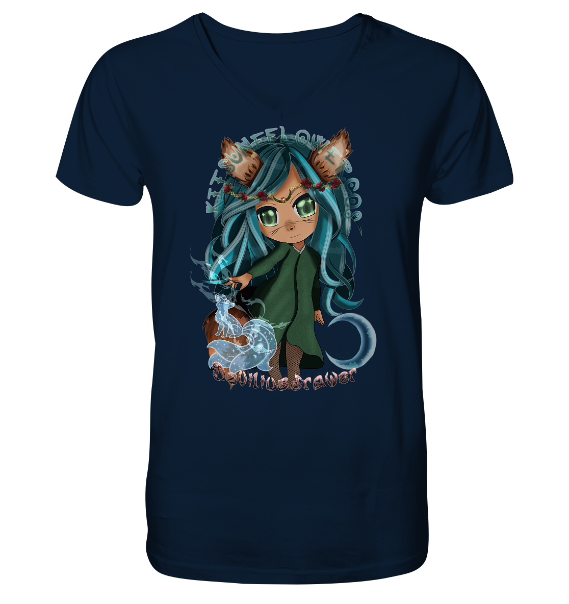 Deviliusdrawer Kitsuneflower - V-Neck Shirt