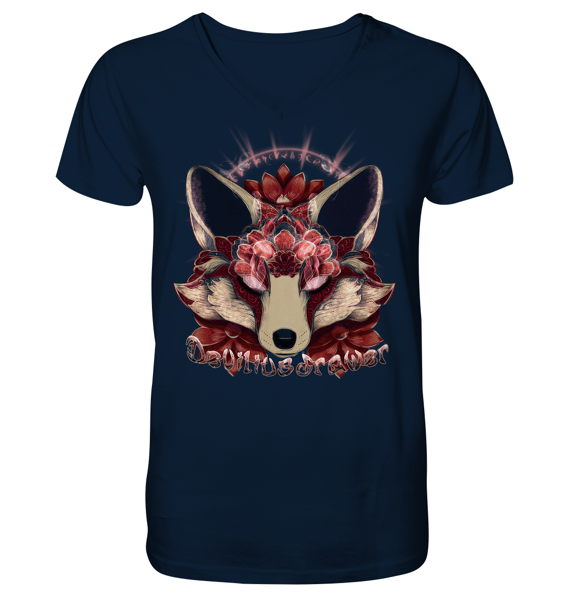 Deviliusdrawer Fire Kitsune - V-Neck Shirt