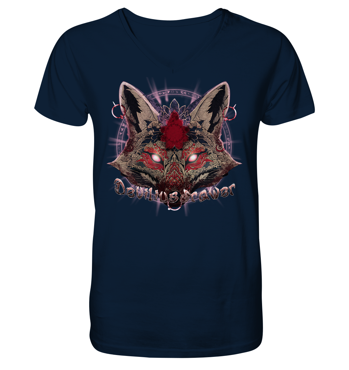 Deviliusdrawer Demon Kitsune - V-Neck Shirt