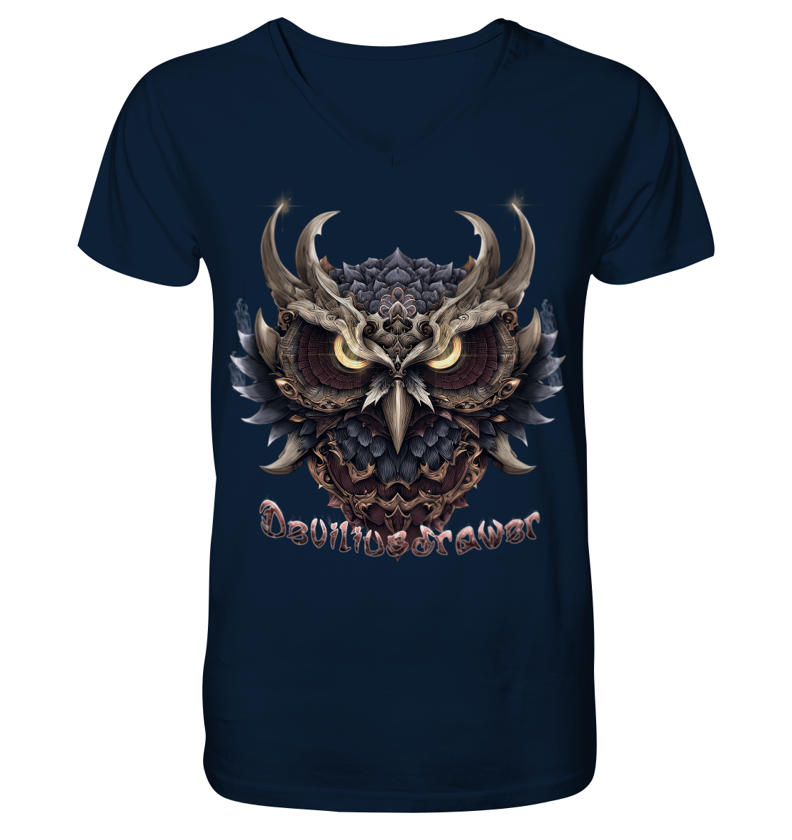 Deviliusdrawer Golden Owl - V-Neck Shirt