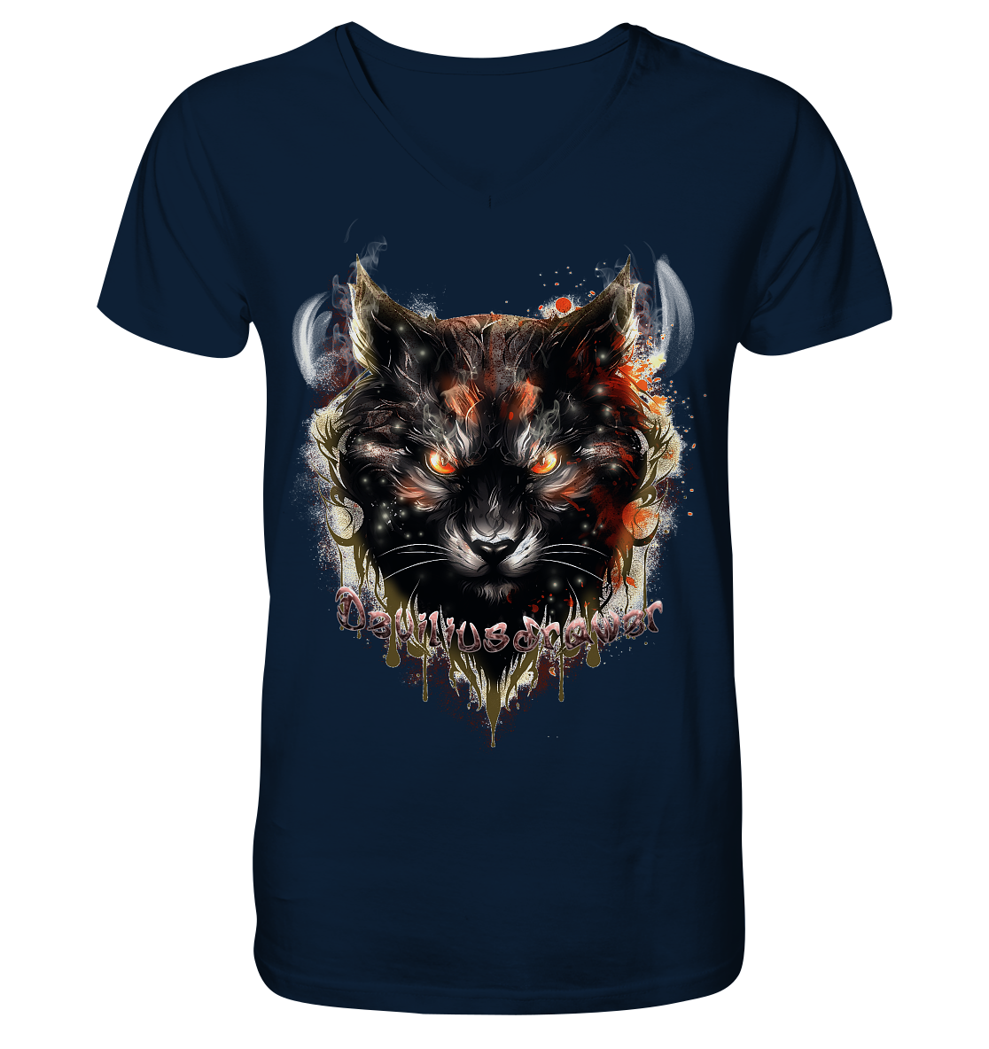 Deviliusdrawer Red Devil Cat - V-Neck Shirt