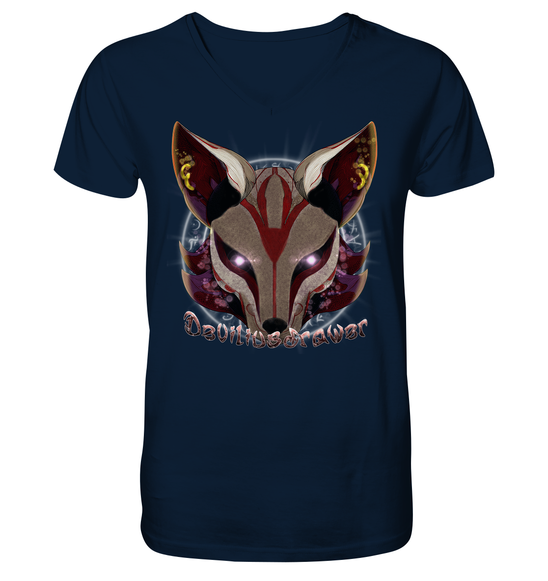Deviliusdrawer Magic Kitsune - V-Neck Shirt