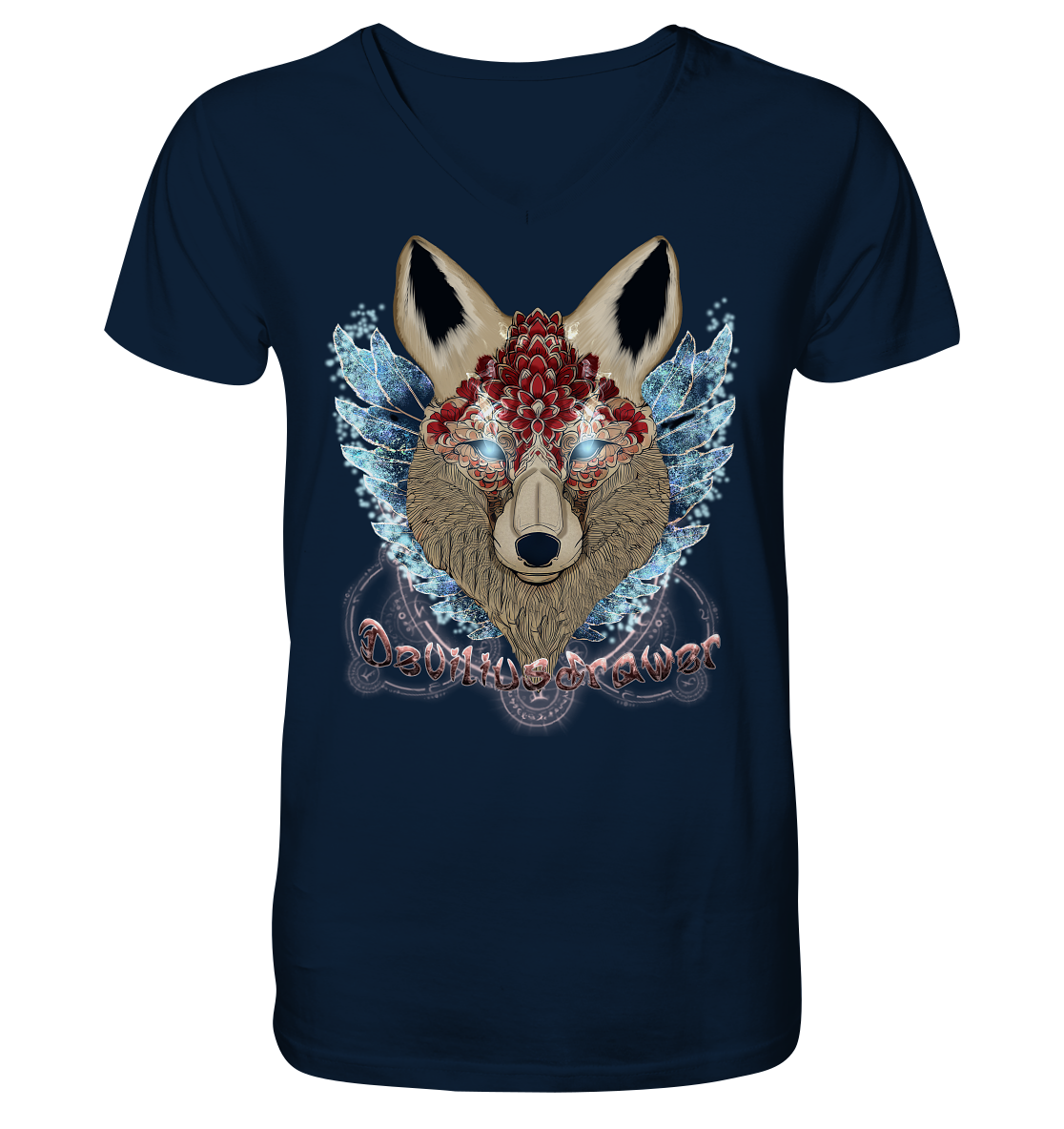 Deviliusdrawer Diamond Kitsune - V-Neck Shirt
