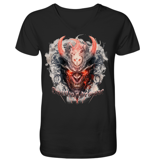 Deviliusdrawer Red Horn Devil - V-Neck Shirt