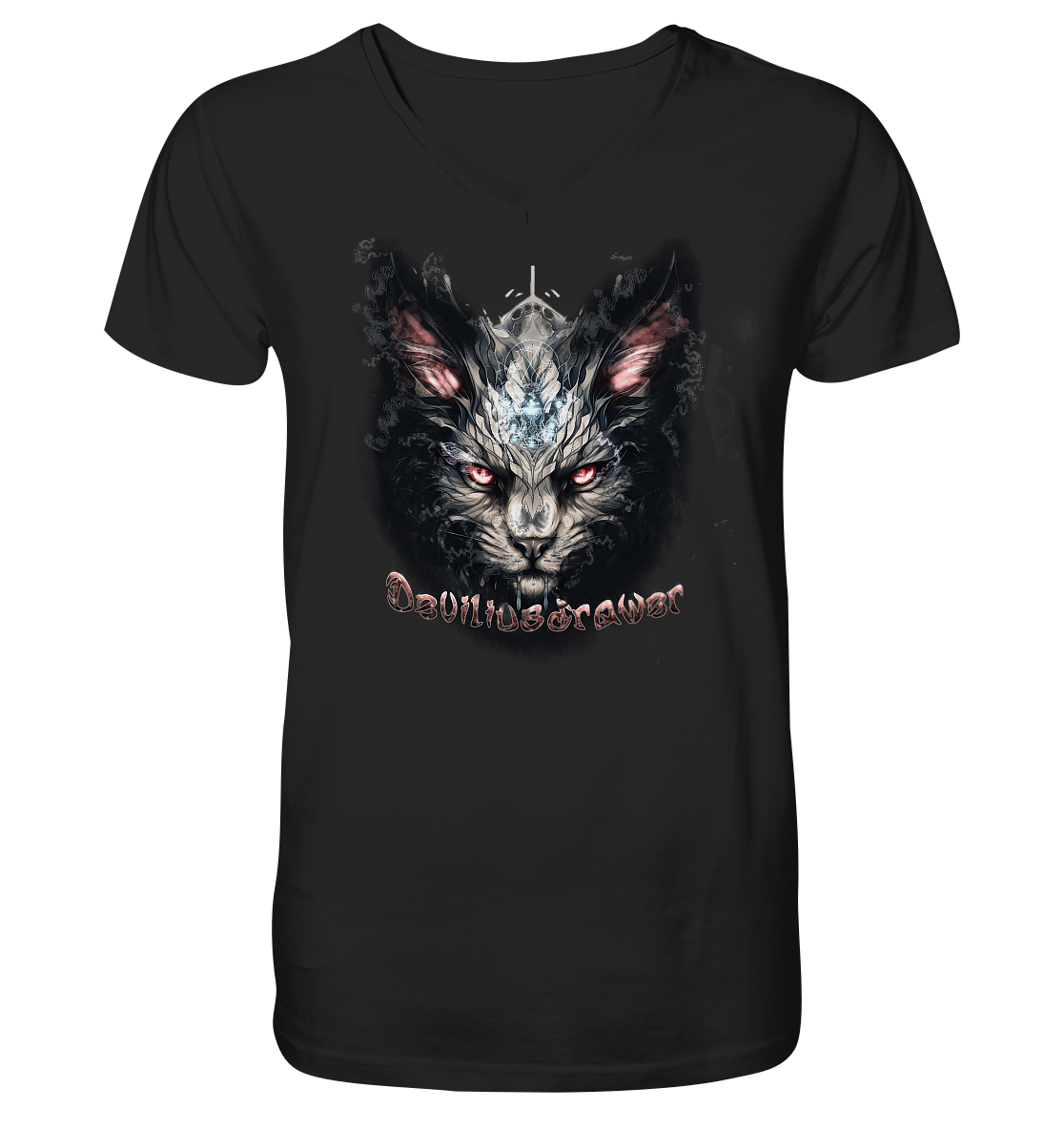 Deviliusdrawer Myshtical Redeyed Cat - V-Neck Shirt