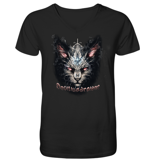 Deviliusdrawer Myshtical Redeyed Cat - V-Neck Shirt