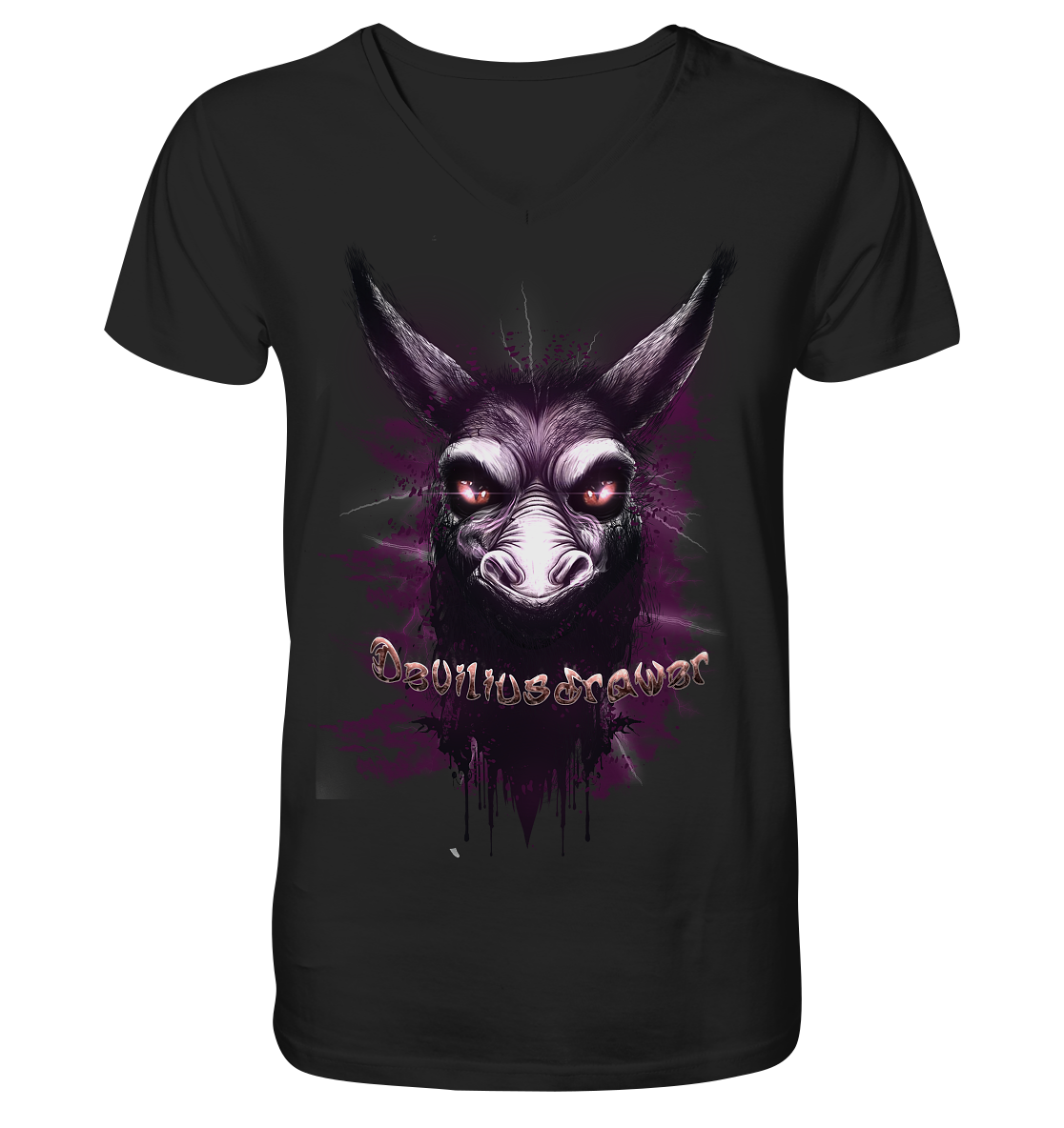 Deviliusdrawer Purple Donkey - V-Neck Shirt