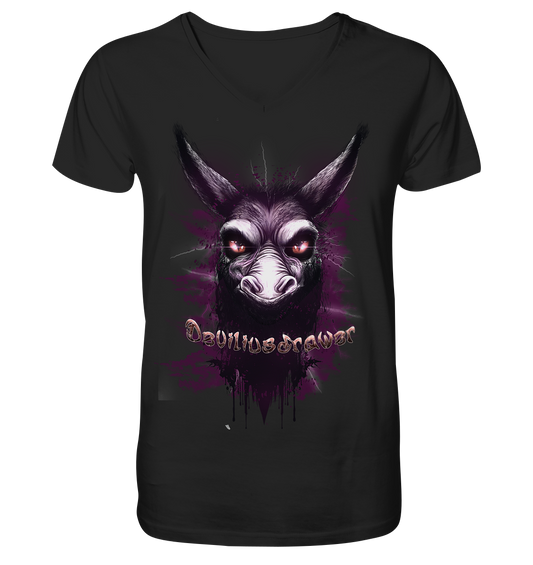 Deviliusdrawer Purple Donkey - V-Neck Shirt