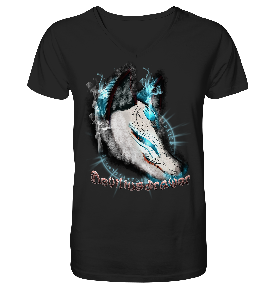 Deviliusdrawer Darkness Kitsune - V-Neck Shirt