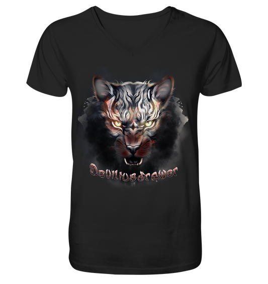Deviliusdrawer Smoke Tiger - V-Neck Shirt