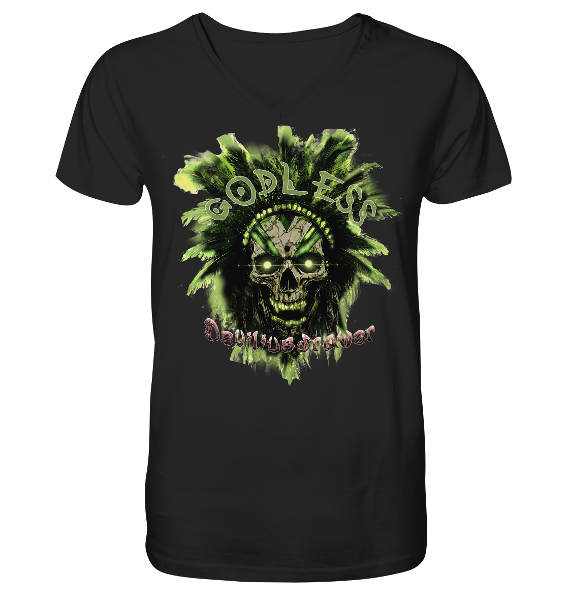 Deviliusdrawer Godless Skull - V-Neck Shirt