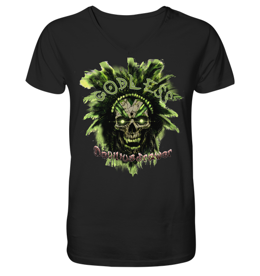 Deviliusdrawer Godless Skull - V-Neck Shirt