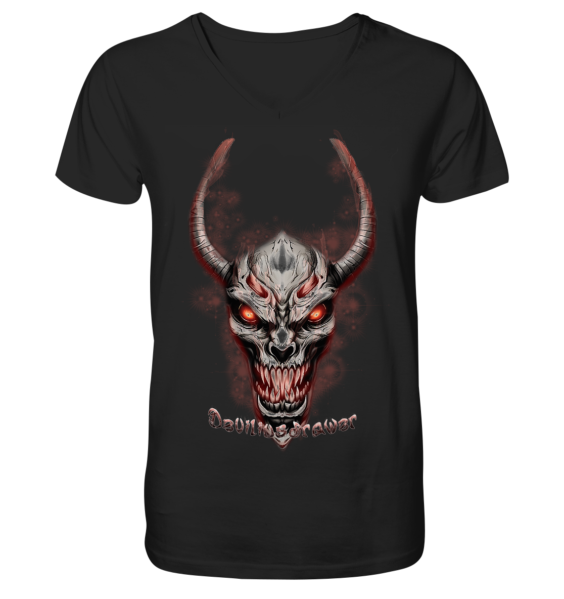 Deviliusdrawer Red Eyed Skeleton - V-Neck Shirt