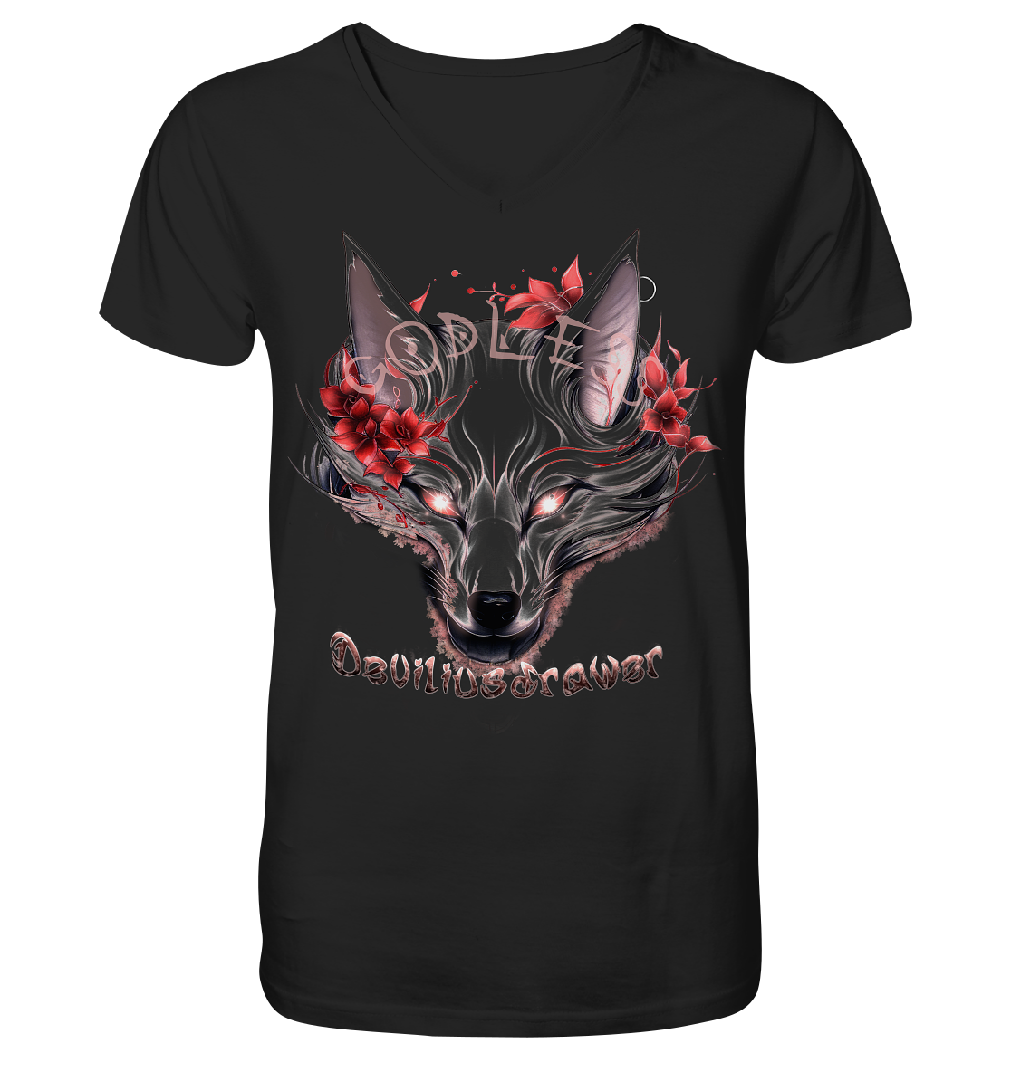 Deviliusdrawer Kitsune Wolf - V-Neck Shirt