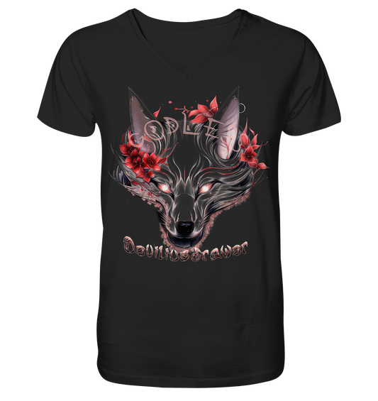 Deviliusdrawer Kitsune Wolf - V-Neck Shirt