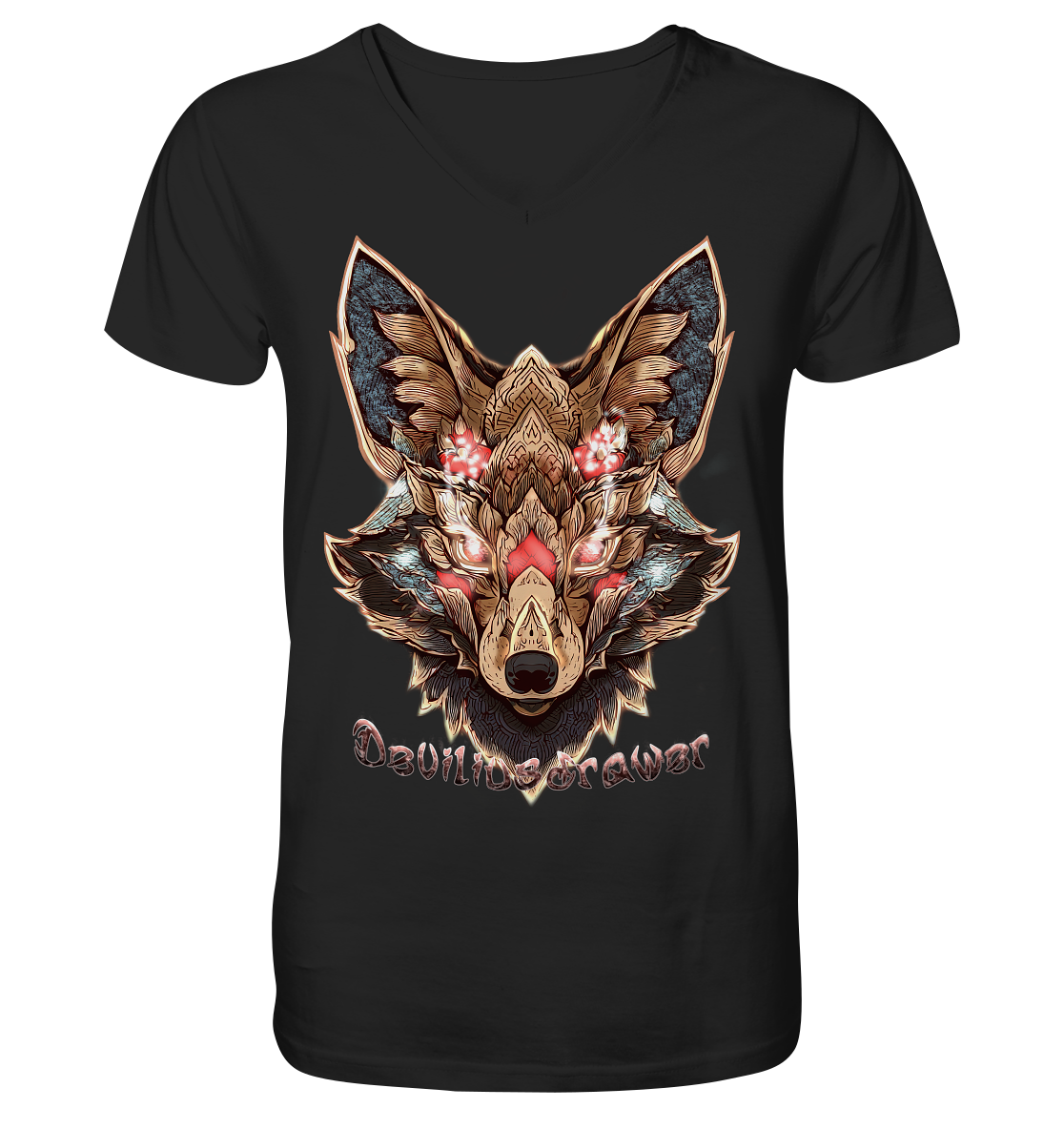 Deviliusdrawer Cristal Kitsune - V-Neck Shirt