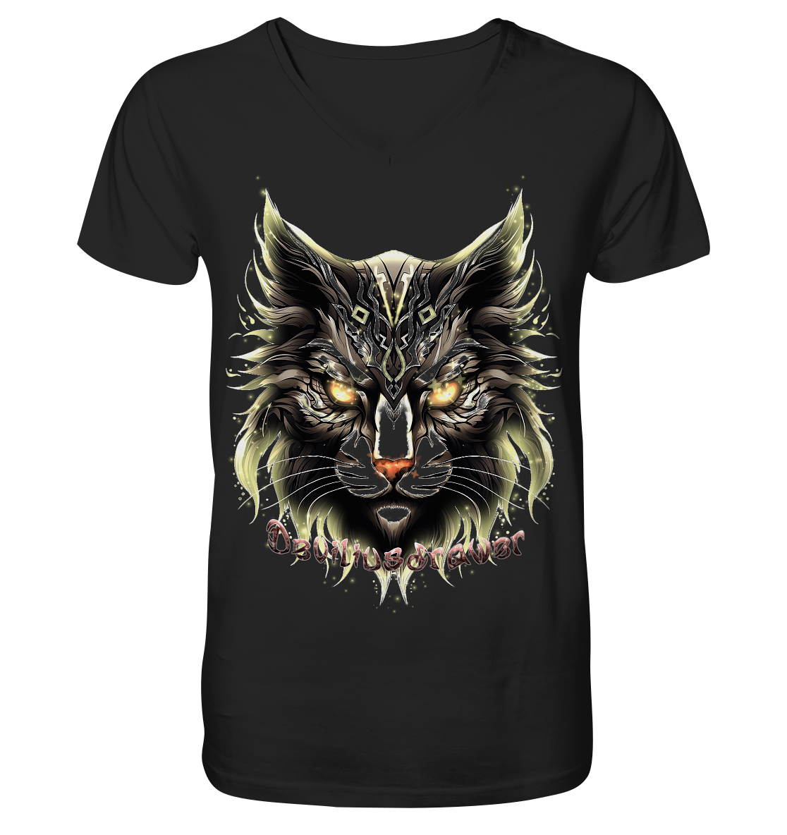 Deviliusdrawer Golden Cat - V-Neck Shirt