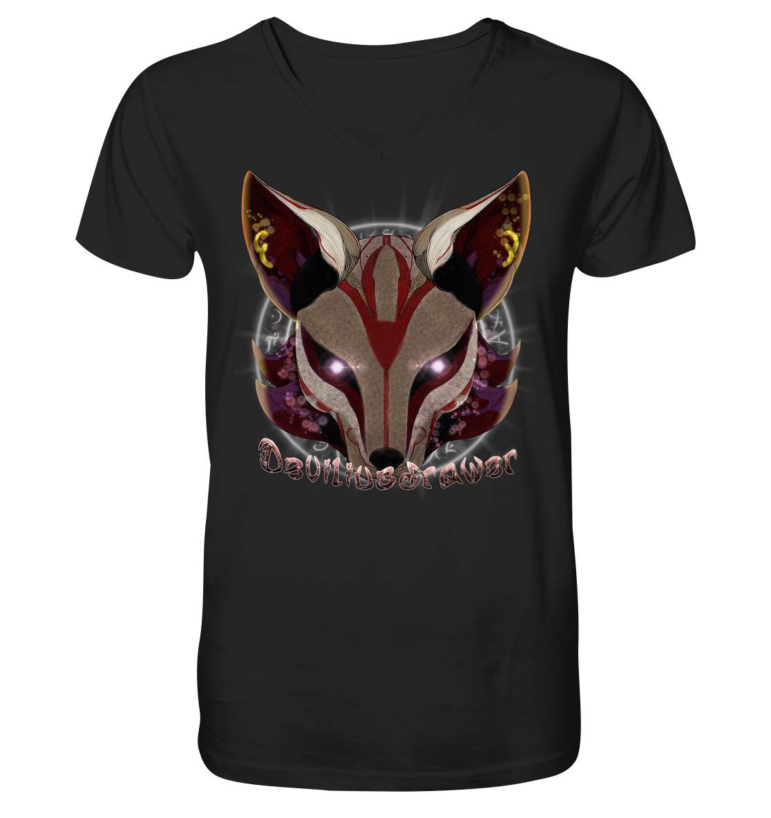 Deviliusdrawer Magic Kitsune - V-Neck Shirt