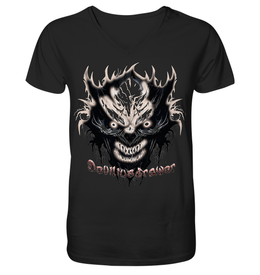 Deviliusdrawer Crazy Glow Devil - V-Neck Shirt