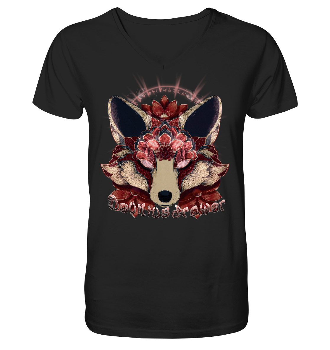 Deviliusdrawer Fire Kitsune - V-Neck Shirt