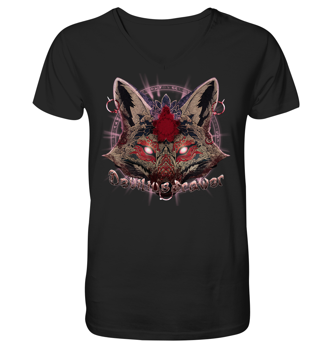 Deviliusdrawer Demon Kitsune - V-Neck Shirt