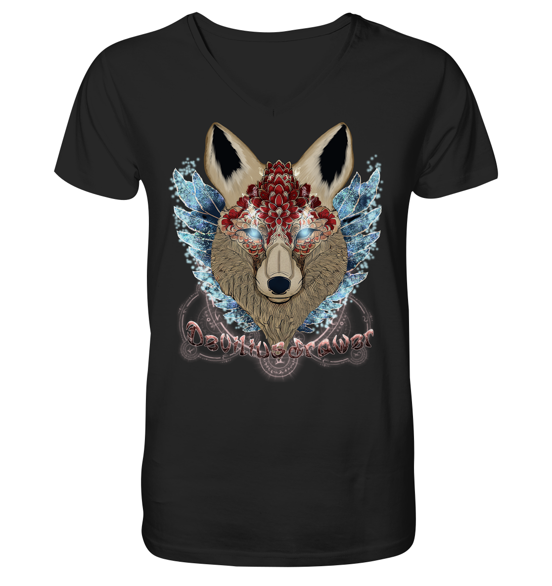 Deviliusdrawer Diamond Kitsune - V-Neck Shirt