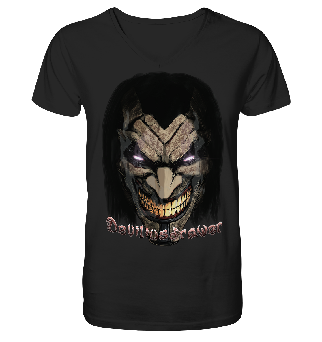 Deviliusdrawer Smiling Devil - V-Neck Shirt