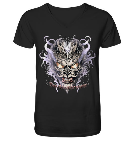 Deviliusdrawer Demon Mask Violet - V-Neck Shirt