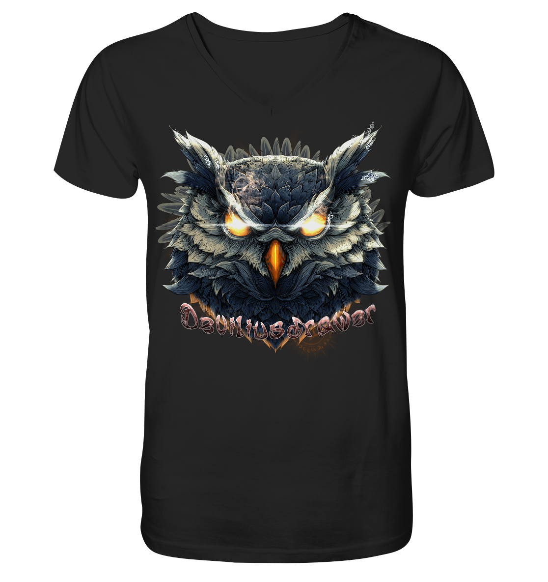Deviliusdrawer Dark Fire Owl - V-Neck Shirt