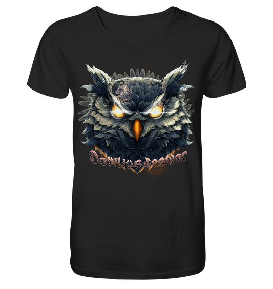 Deviliusdrawer Dark Fire Owl - V-Neck Shirt