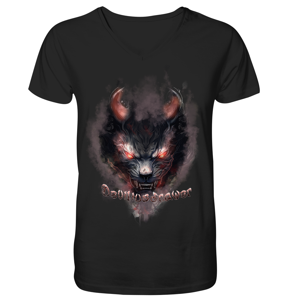 Deviliusdrawer Red Smoked Cat - V-Neck Shirt