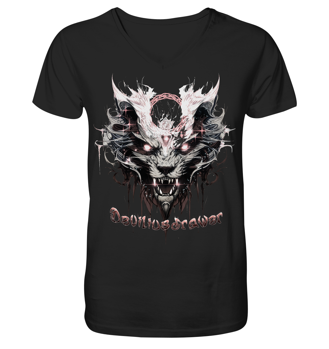 Deviliusdrawer Demonic Glow Cat - V-Neck Shirt