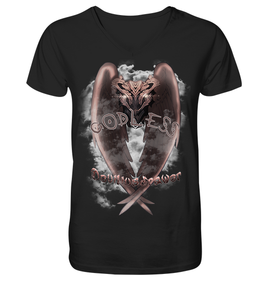 Deviliusdrawer Godless Owl - V-Neck Shirt