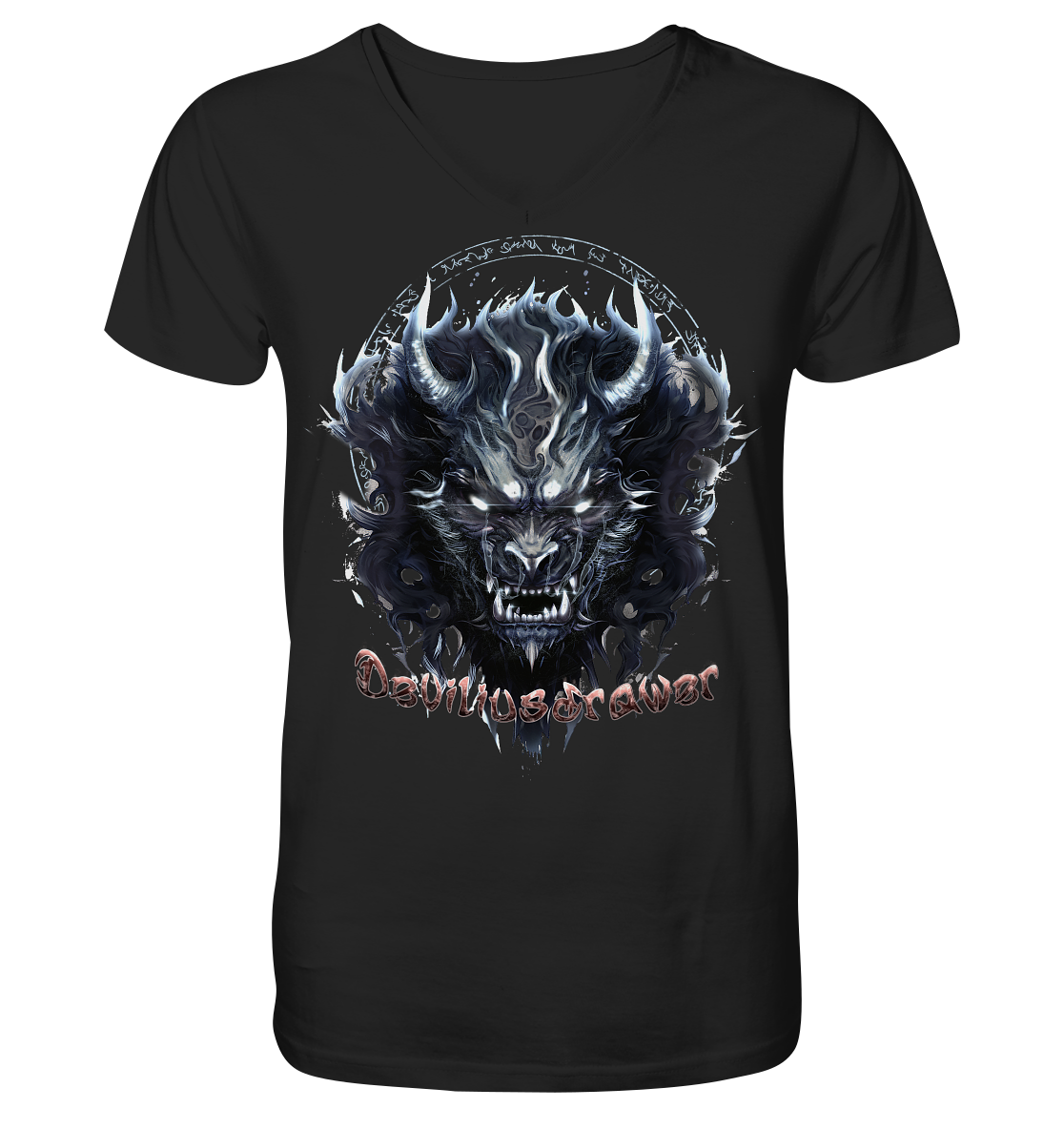 Deviliusdrawer Dark Wolf Mask - V-Neck Shirt