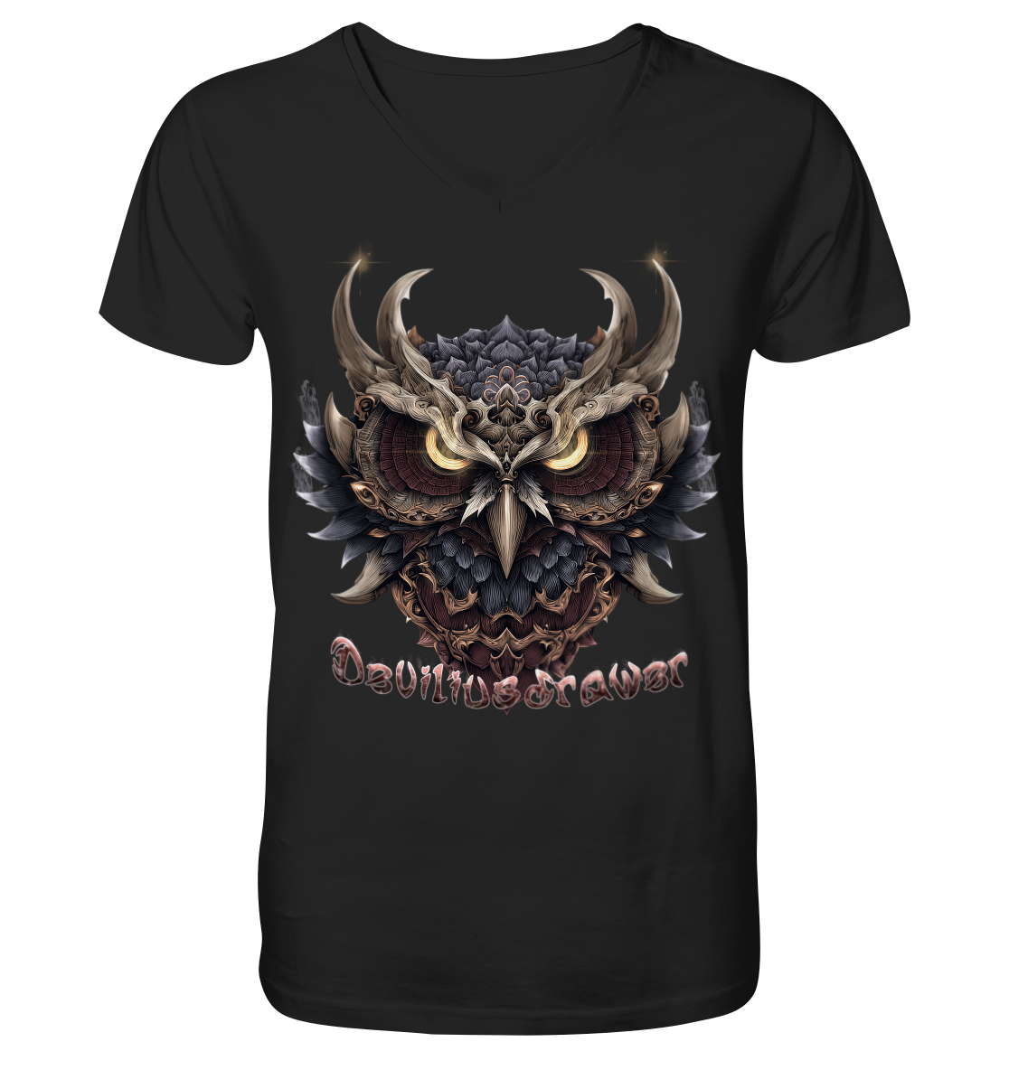 Deviliusdrawer Golden Owl - V-Neck Shirt