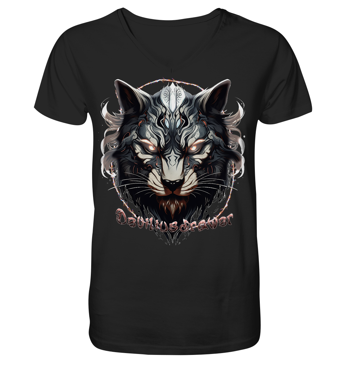 Deviliusdrawer Wolfcat - V-Neck Shirt