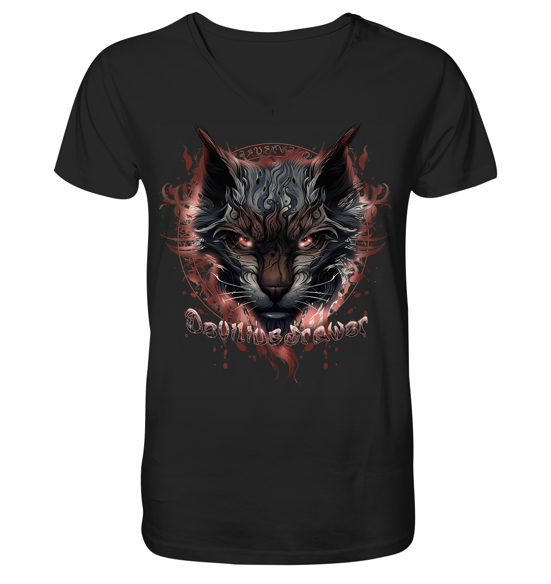 Deviliusdrawer Devil Cat - V-Neck Shirt