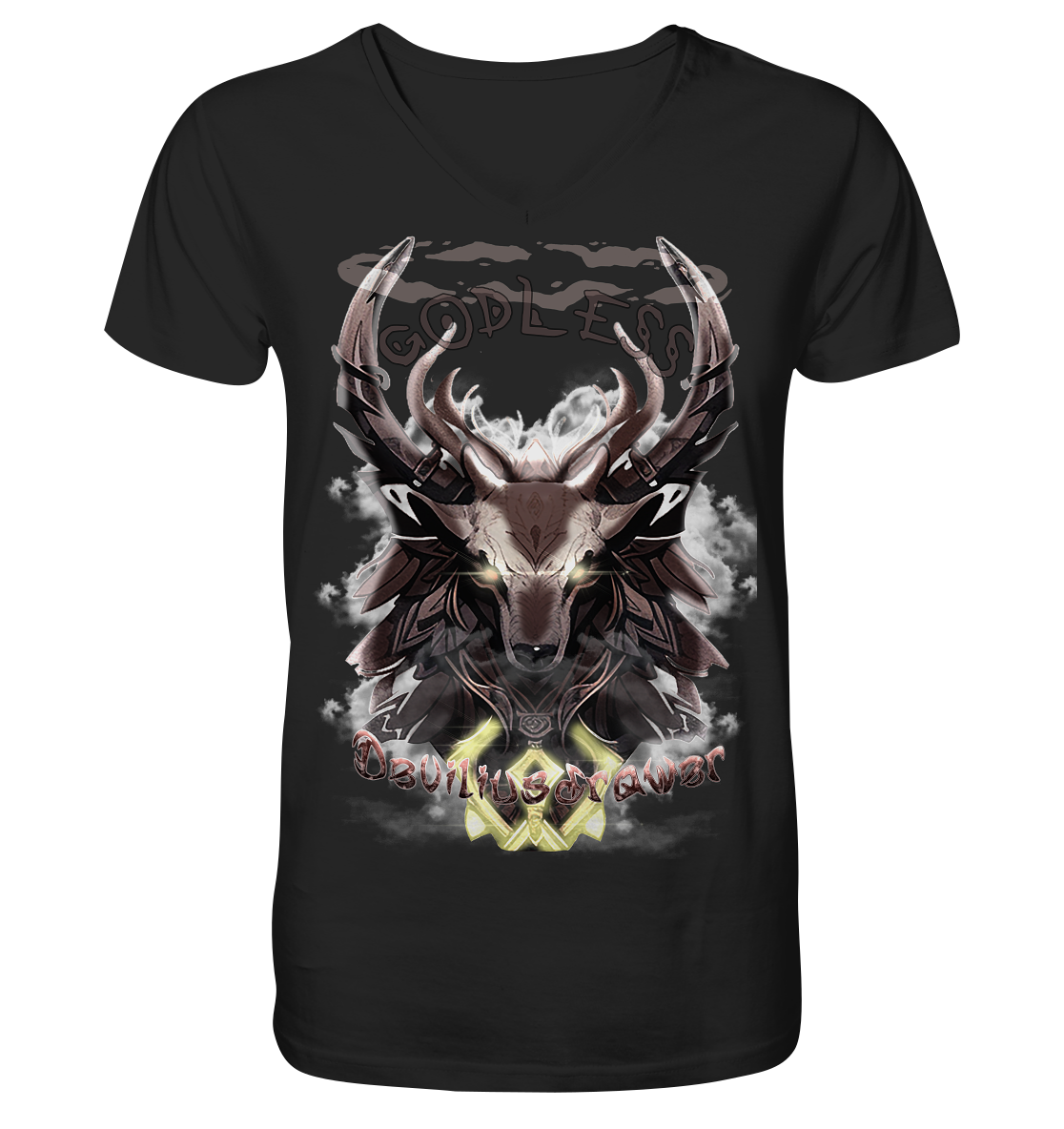 Deviliusdrawer Godless Deer - V-Neck Shirt