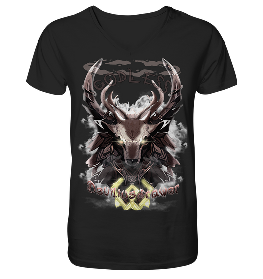 Deviliusdrawer Godless Deer - V-Neck Shirt