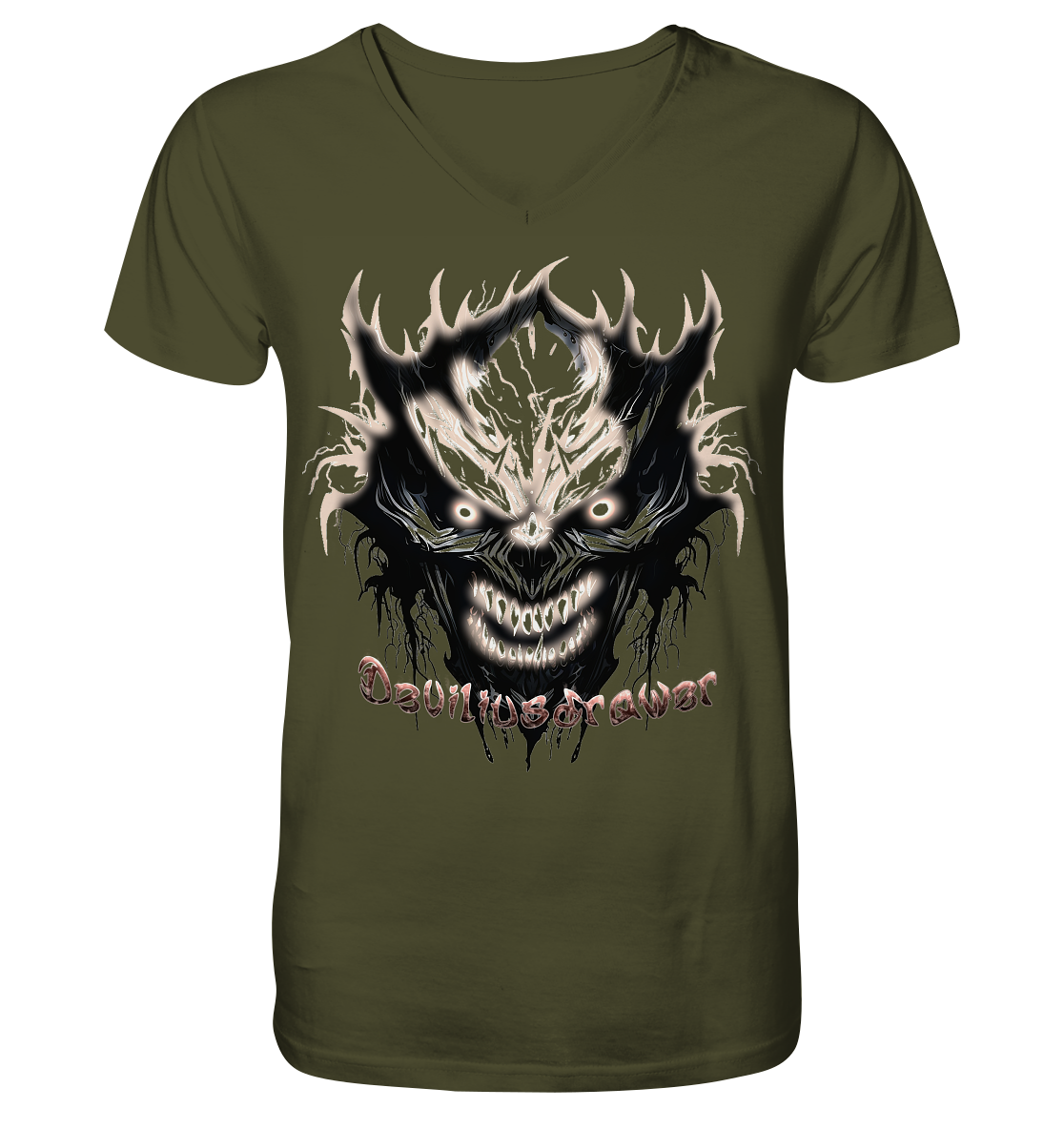 Deviliusdrawer Crazy Glow Devil - V-Neck Shirt